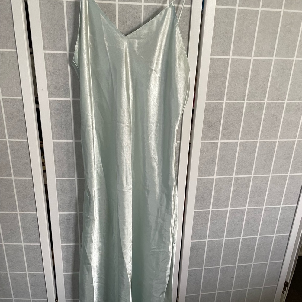 Elegant Light Blue Satin Slip Nightgown